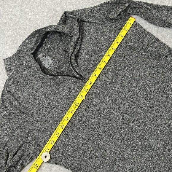 DANSKIN NOW Quarter Zip Shirt L Heather Gray Black Thumb Holes Stretch DRI-MORE - Picture 7 of 10